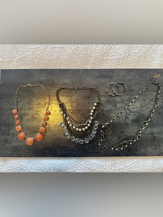 Multiples Jewelry - Y2K Necklace bundle! Three necklaces + 1 pair of bamboo style hoops